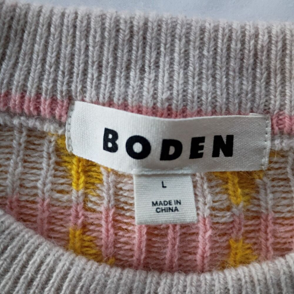 Boden Multicolor Diamond Print Sweater Vest Women's L Preppy Argyle Maximalist - Picture 3 of 10